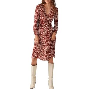 Ba&Sh Kodile Wrap Dress Terracotta Women's Small